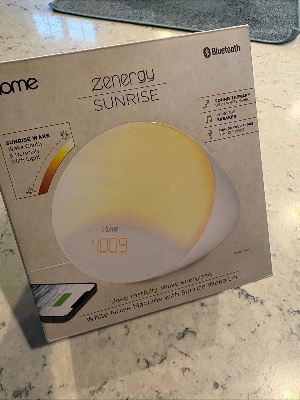 iHome White Bluetooth Color-Changing Alarm Clock sleep assist